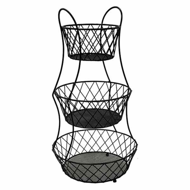 3-Tier Black Lattice Fruit Basket