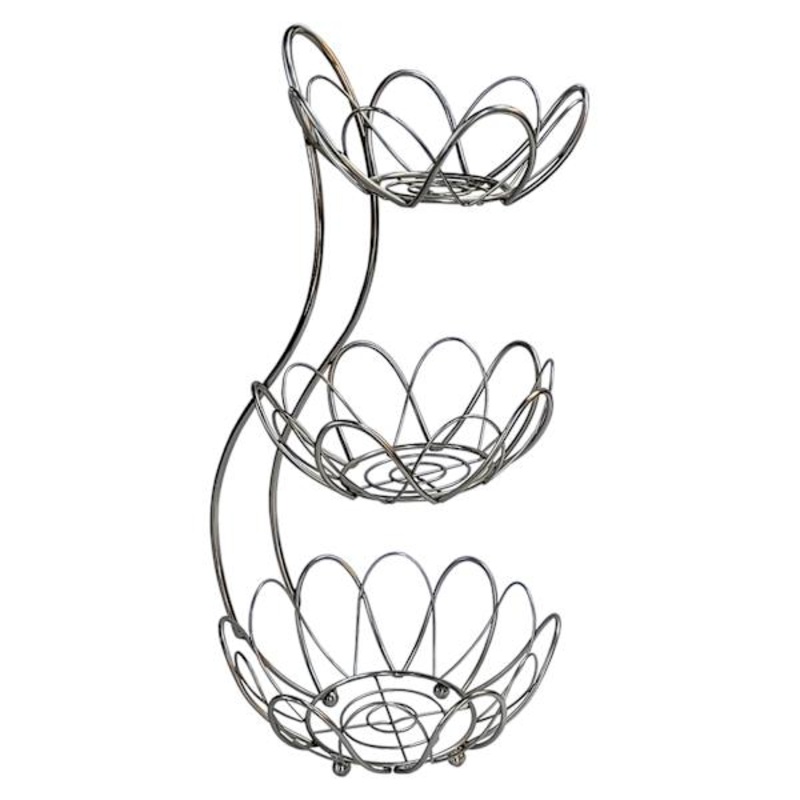 3-Tier Nickel Flower Fruit Basket