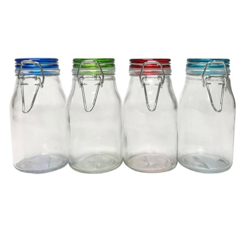 Assorted Color-Top Glass Spice Jar, 6.25oz