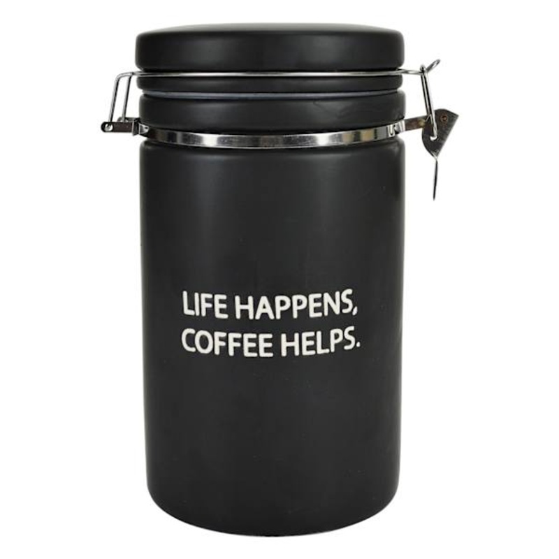 Black Hinged Coffee Jar, 9″