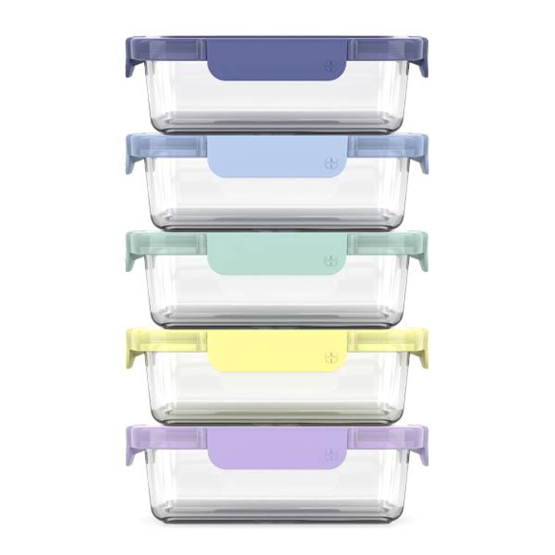 Ello Duraglass Color Lock 10 Piece 3.4 Cup Meal Prep Food Storage Set