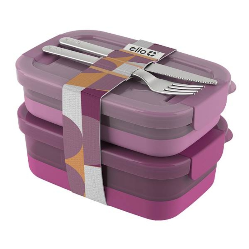 Ello Raspberry Plastic Lunch Stack