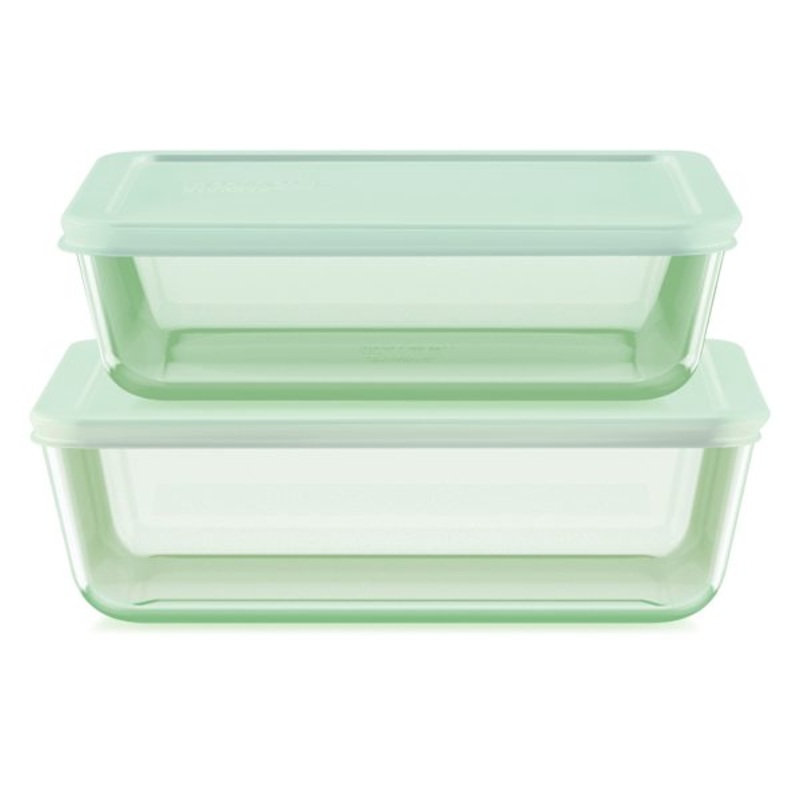 Pyrex 4-Piece Green Glass Rectangle Food Storage Value Pack