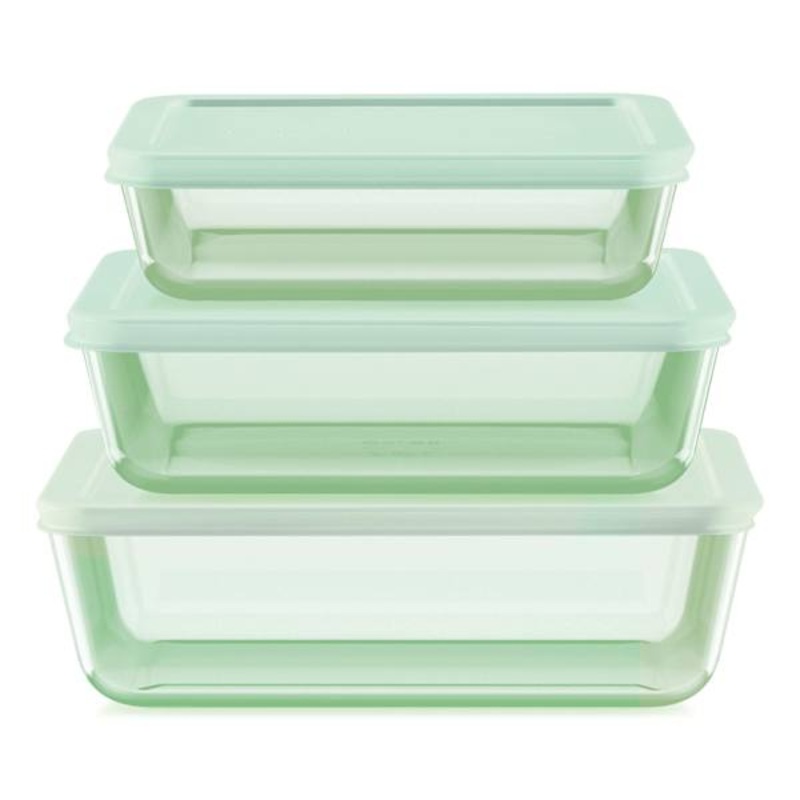 Pyrex 6-Piece Green Glass Food Storage Set, 3c/6c/11c