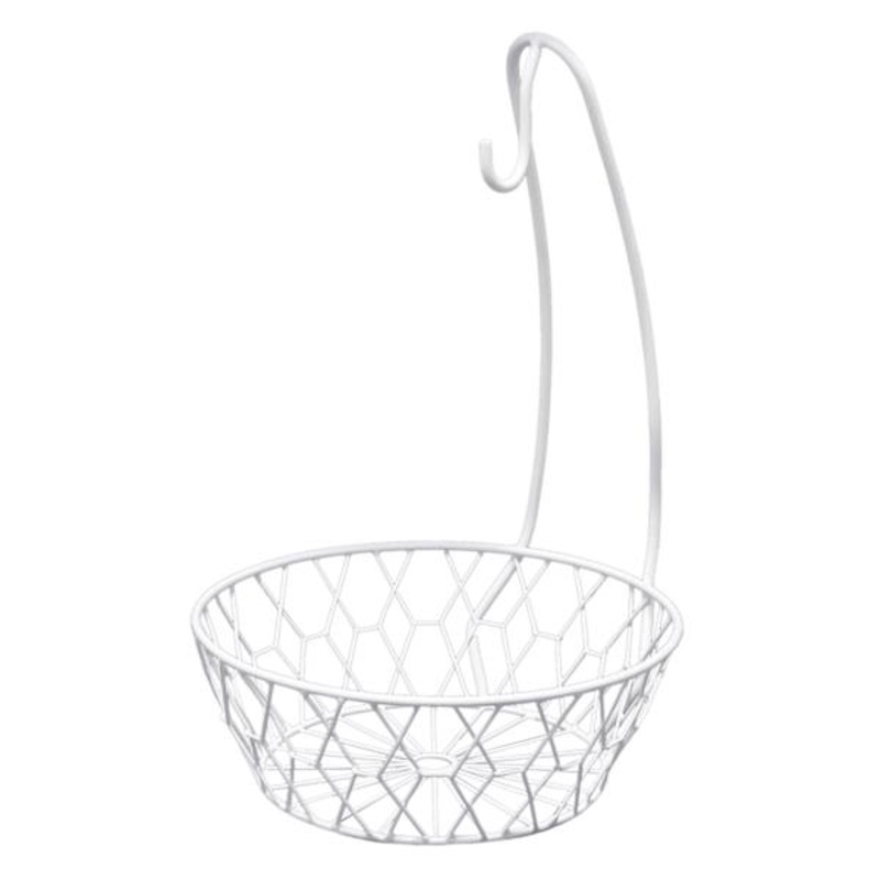 White Iron Wire Fruit Basket with Banana Hanger