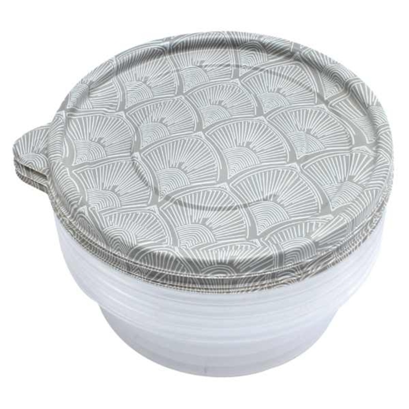 10-Piece Round Grey Leaf Food Storage Container