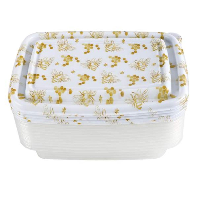 20-Piece Bee Print Rectangle Food Storage Set