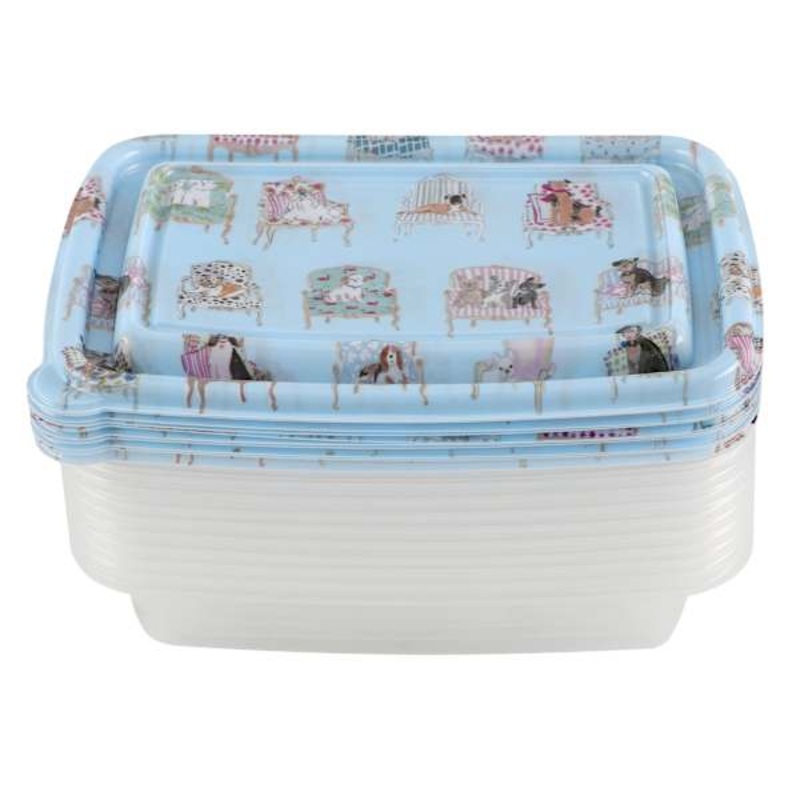 20-Piece Lounging Dogs Rectangle Food Storage Set