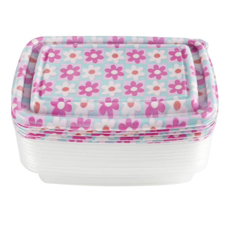 20-Piece Multi-Colored Flower Print Rectangle Food Storage Set