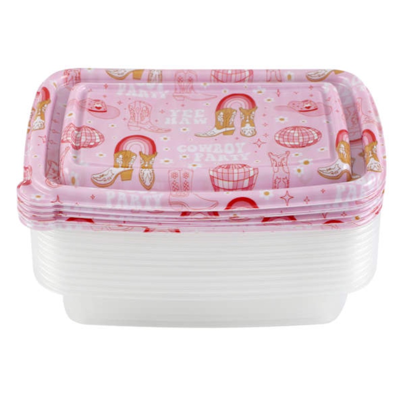 20-Piece Pink Disco Cowboy Rectangle Food Storage Set