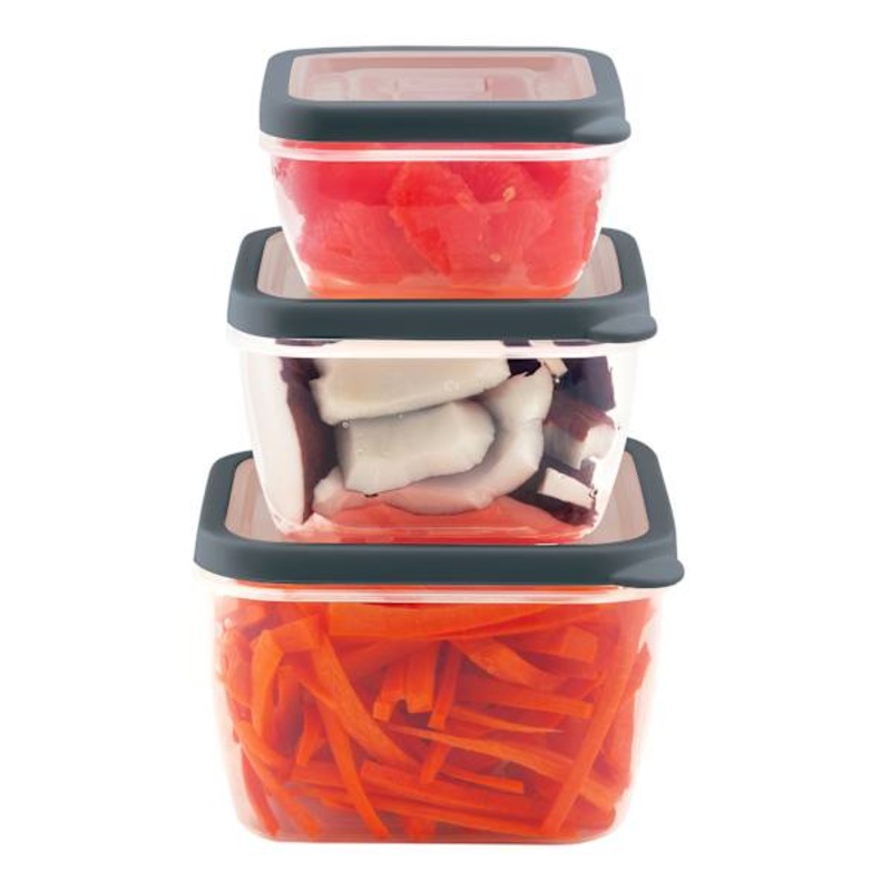 3-Piece Square Plastic Food Storage Set with Vent Lid