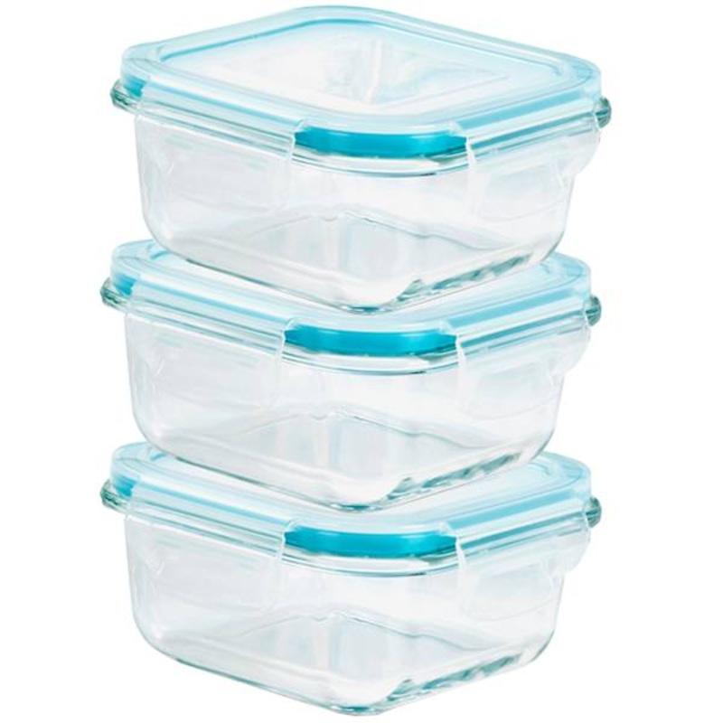 6-Piece Square Glass Food Storage Set with Locking Lids