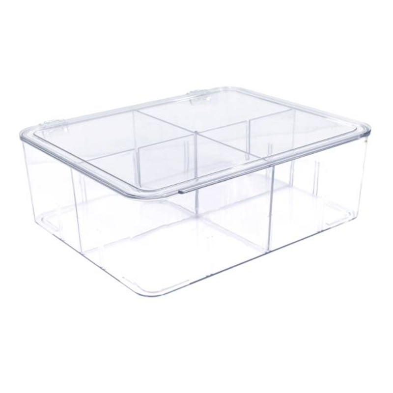 Clear Section Fridge Organizer Bin with Lid, 12×10