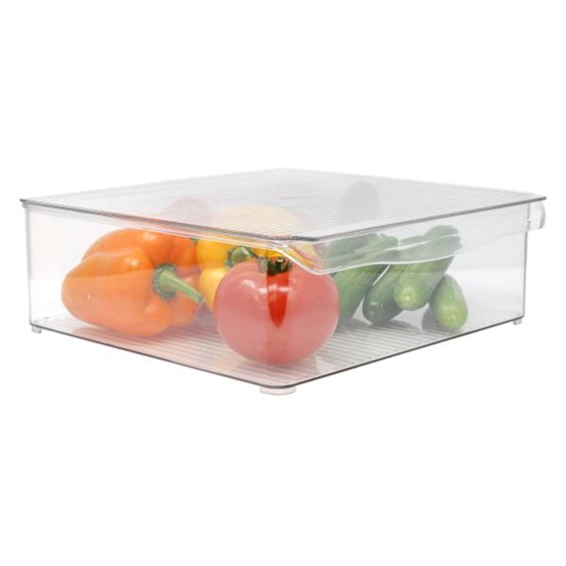 Fruit & Vegetable Fridge Organizer Bin with Lid, 11.8″