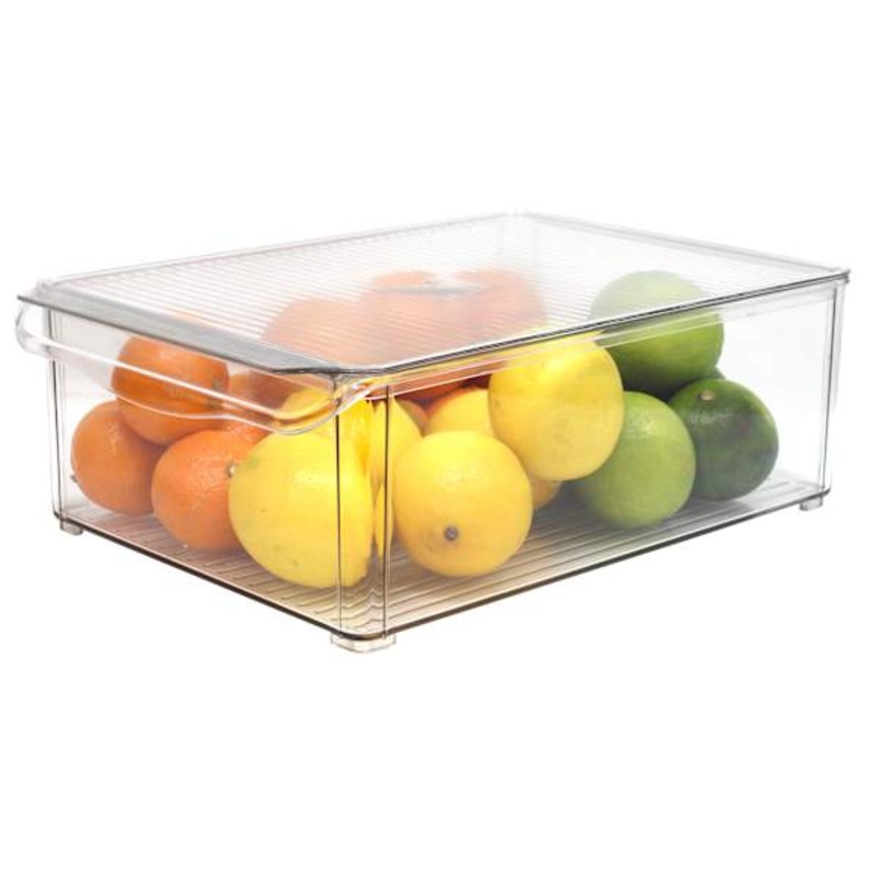 Fruit & Vegetable Fridge Organizer Bin with Lid, 11.8×7.8