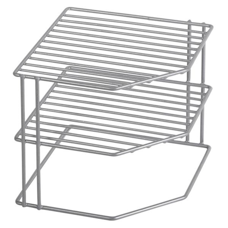 3-Tier Grey Wire Corner Shelf
