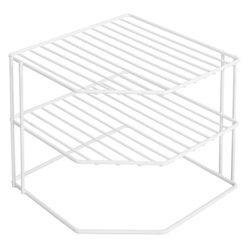 3-Tier White Wire Corner Shelf