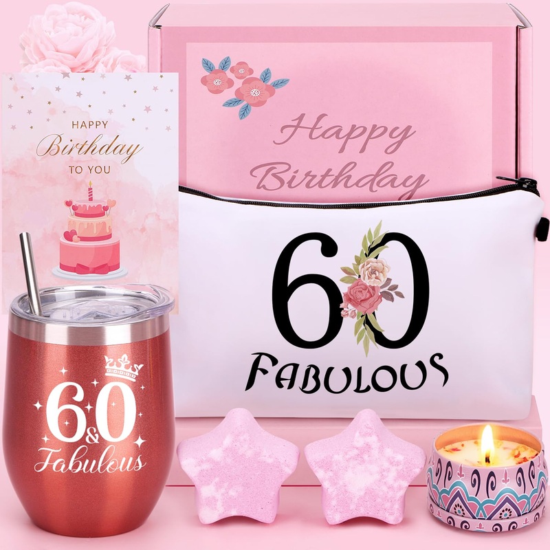 60th Birthday Pamper Gifts for Women 60th Unique Birthday Hampers For Her Birthday Present For women 60 Year Old Lady Birthday Gifts Birthday Basket Gifts For Mum Friend Sister Bestie Turning 60 E 60th Birthday