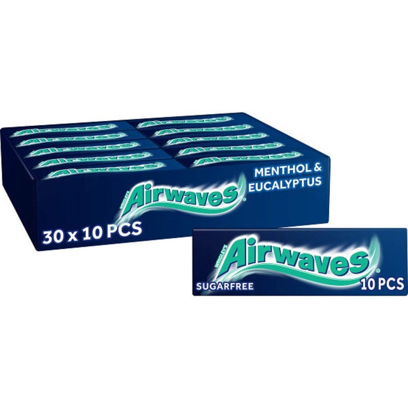 Airwaves Extreme Sugarfree Chewing Gum with Menthol Freshness 30 Packs of 10 Pieces single Menthol & Eucalytptus 420 g (Pack of 1)