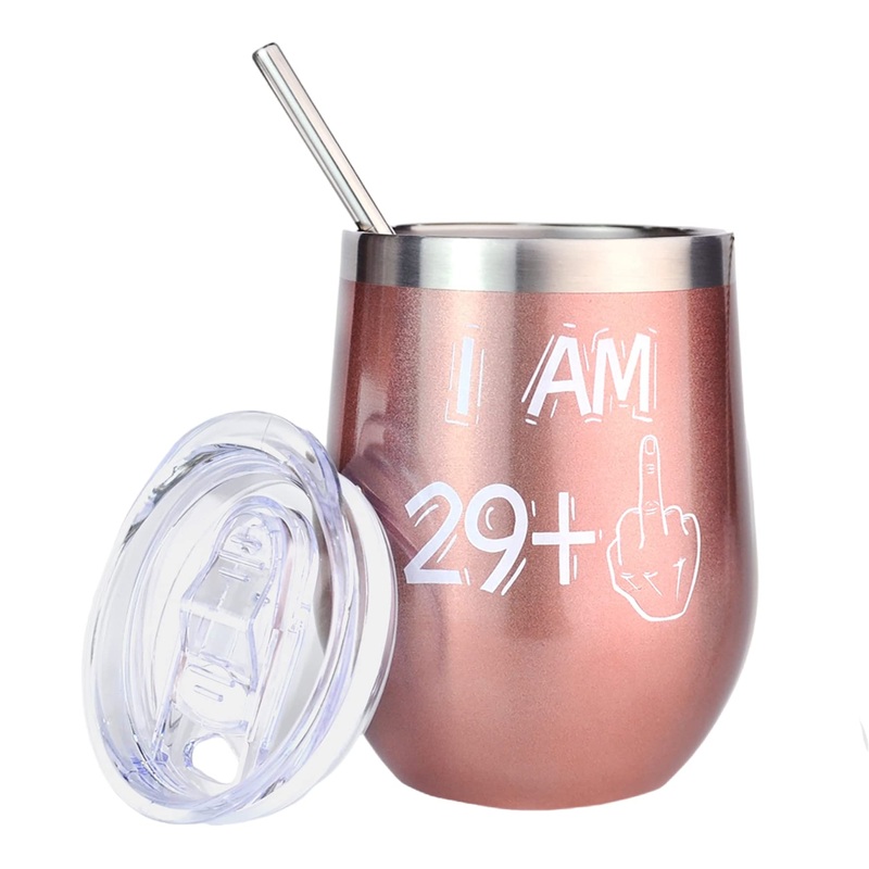 Bokalaka 30th birthday women 30th birthday gift for women stainless steel winegrowers 30th birthday woman birthday gift (350ml 12oz) ros gold