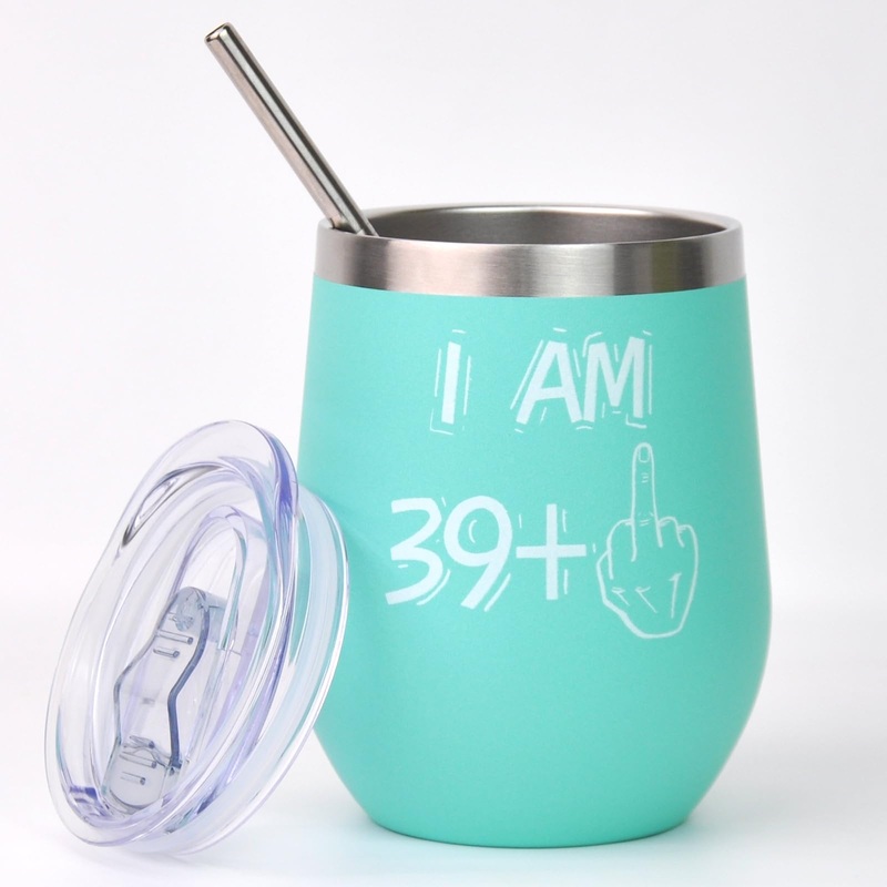 Bokalaka 40th birthday women 40th birthday gift for women stainless steel winegrowers 40th birthday woman birthday poison (blue 350ml)