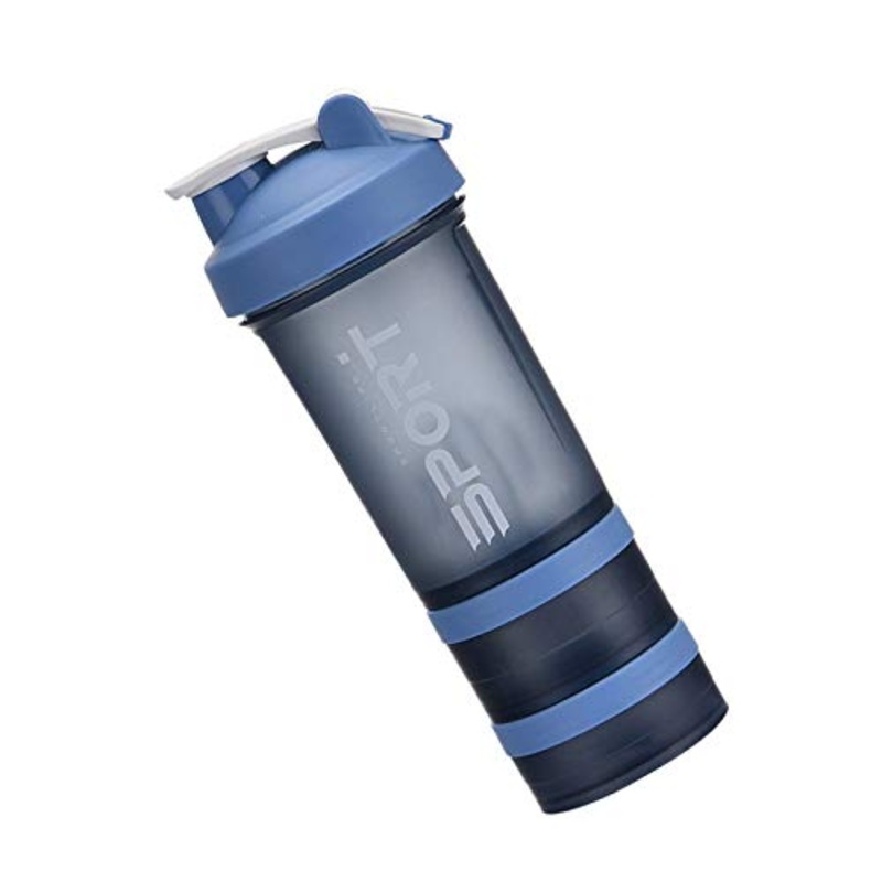 DERCLIVE Protein Shaker Bottle Portable Supplement Mixer Cup with Powder Storage for Running Cycling Fitness