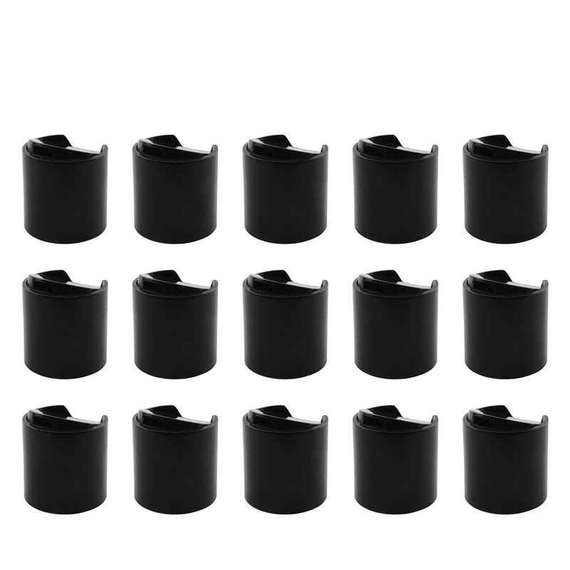 JCBIZ 15PCS Black Durable Replacement Caps Disc Top Caps for Plastic Bottles Empty Bottles Squeeze Bottles