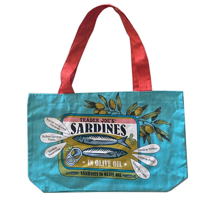 Jseven Trader Joe’s Sardine bag reusable shopping bag hard-wearing 100 % cotton increasingly at the most important load points blue unit size