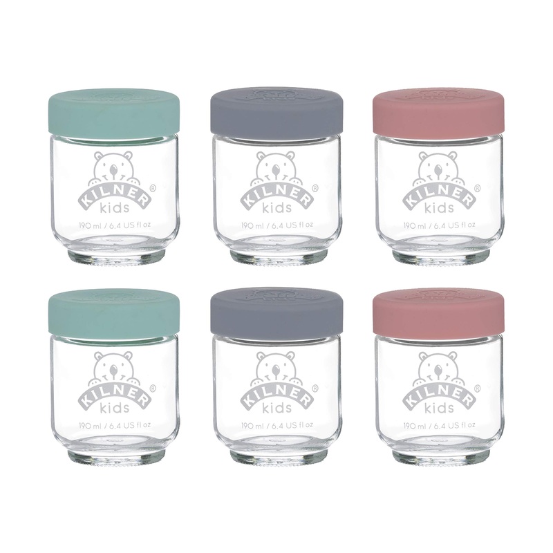 Kilner Kids Set of 6 190 ML Glass Jars Grey purple 190ml Single