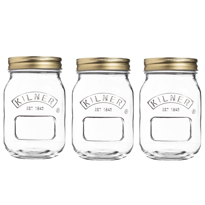 Kilner Set of 3 0.5 Litre Round Glass Screw Top Lid Preservation Storage Jars Set of 3 0.5L Single