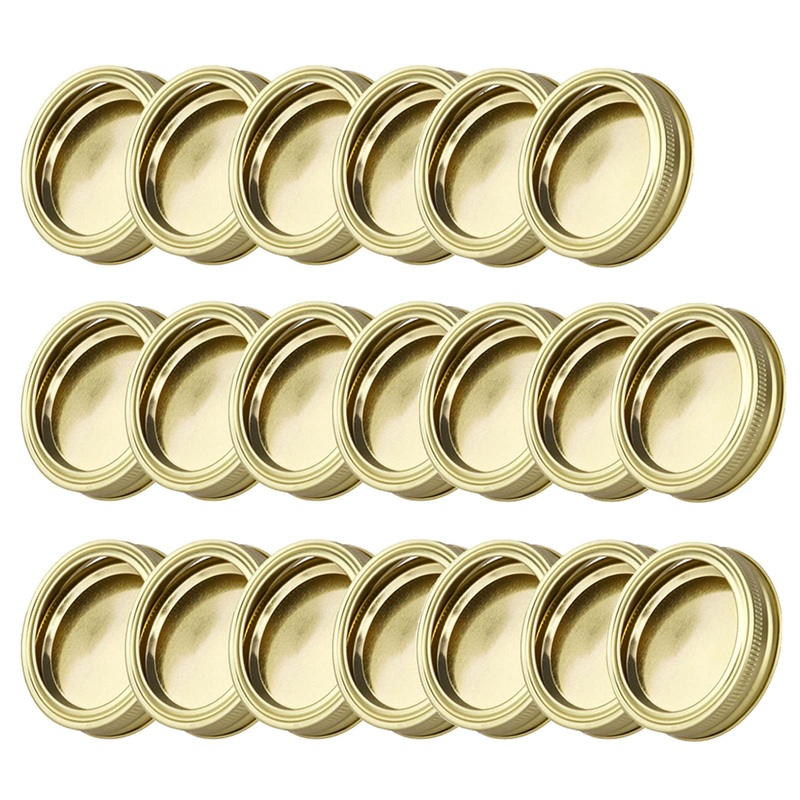 NeeyBing Mason Jar Lids 20Pack 86mm Regular Mouth Leakproof Canning Lids Split-Type Lids Secure Storage Jar Caps for home kitchen restaurant coffee shops outdoor barbecue Gold 86mm