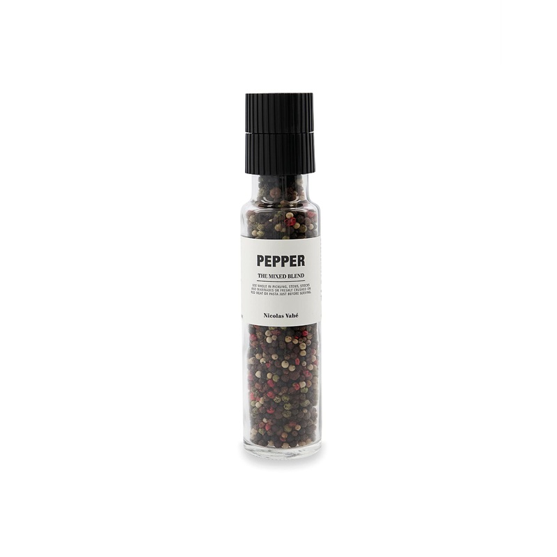 Nicolas Vahe black pepper mixture |Pepper mill with black pink and green peppercorns |Danish design with French twist Black Pepper Mix