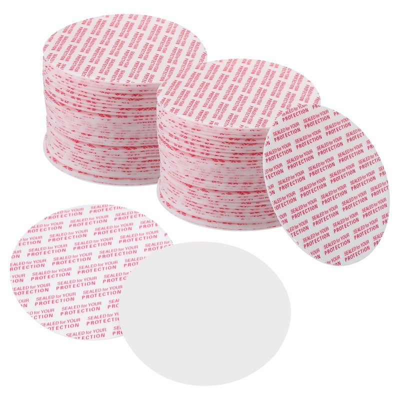 PATIKIL 65mm/2.5inch Foam Lid Liner 100Pcs PS Foam Resistant Tamper Pressure Sensitive Seal for Bottle Cap Liners Seals White Red