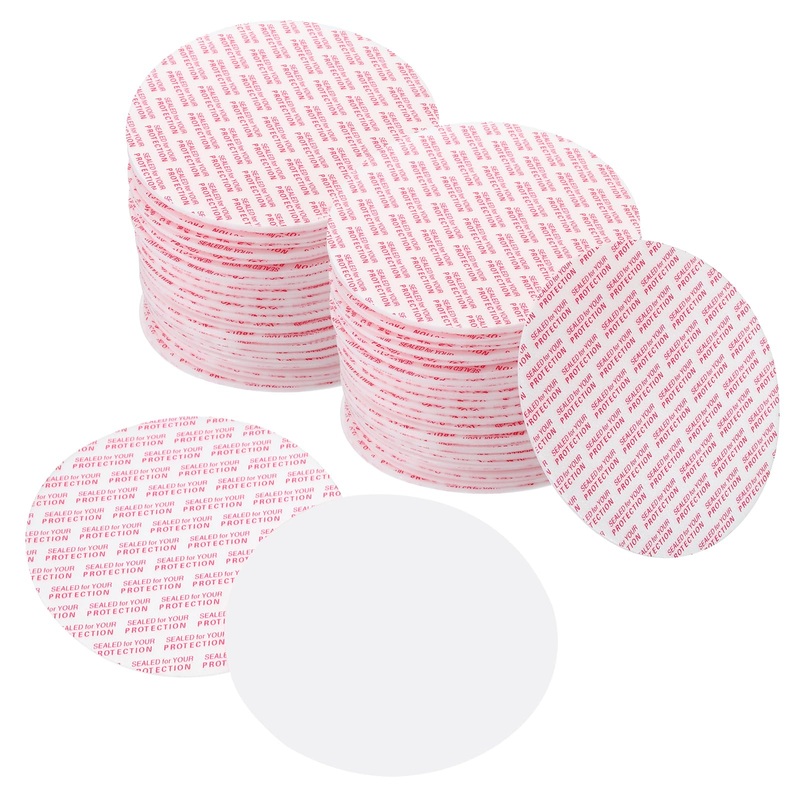 PATIKIL 80mm/3.12inch Foam Lid Liner 100Pcs PS Foam Resistant Tamper Pressure Sensitive Seal for Bottle Cap Liners Seals White Red