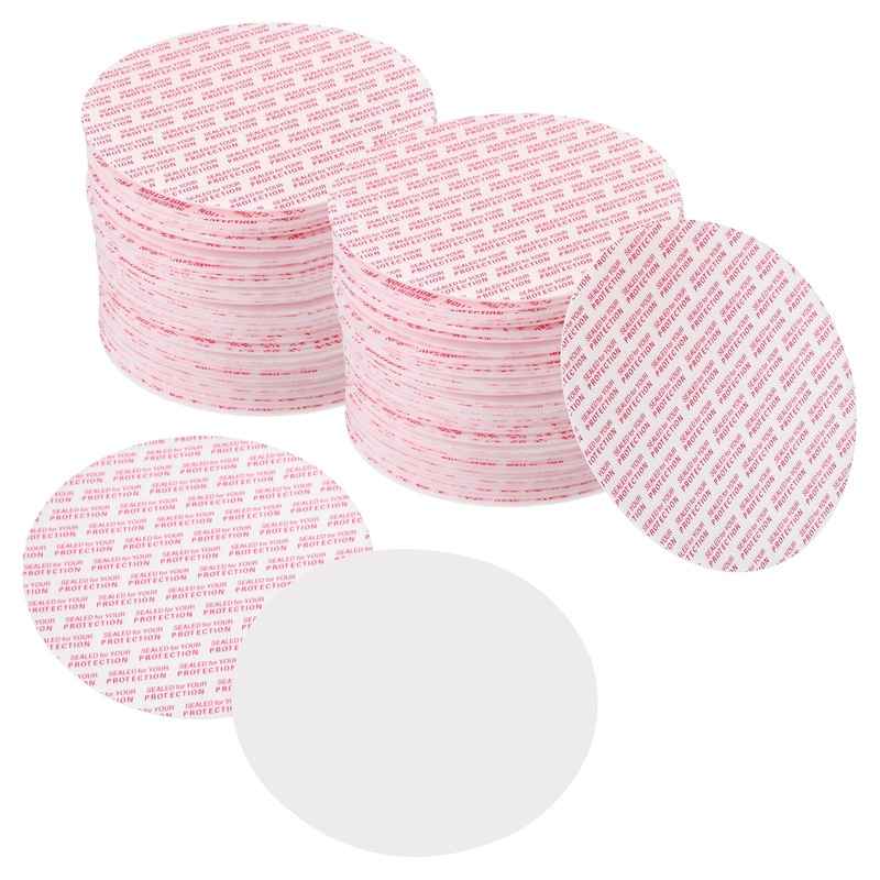 PATIKIL 89mm/3.47inch Foam Lid Liner 100Pcs PS Foam Resistant Tamper Pressure Sensitive Seal for Bottle Cap Liners Seals White Red