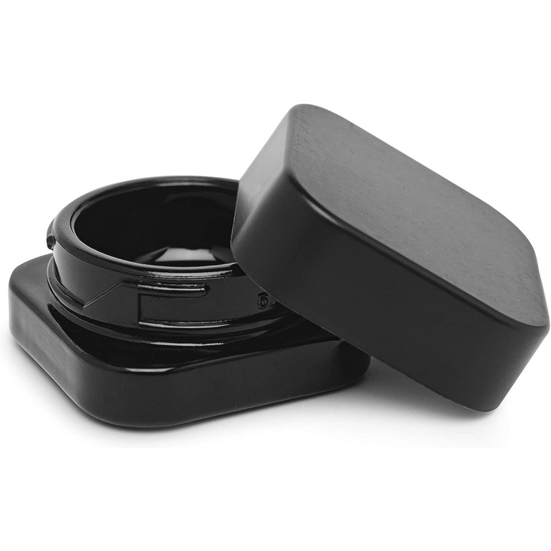 Proper Bottles 5ml Cube Glass Shoulderless Screw Top Jars w Child Resistant Lid ontainers for Essential Oils Black Glass Black Lid 100 pieces