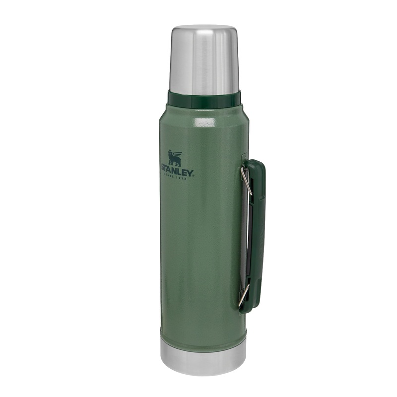 Stanley Classic Legendary Thermos bottle 1L hammertone green – stainless steel thermos can – BPA -free – thermos holds 24 hours hot – cover also acts as a drinking cup – dishwasher -safe single