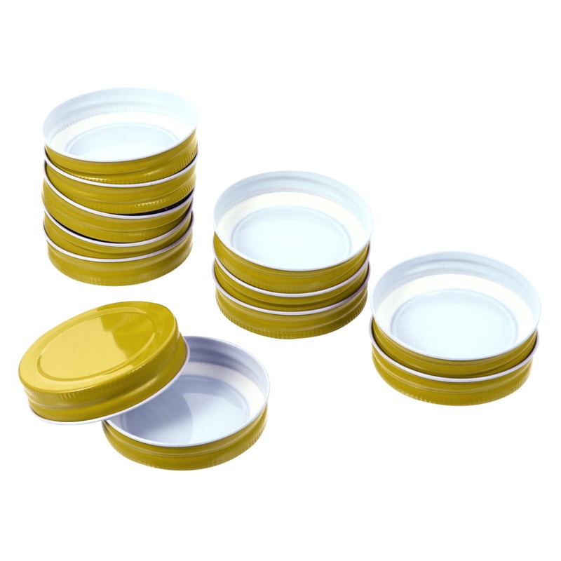 VINTORKY 12pcs Mason Jar Lids Canning Seal Lids Metal Lids Mason Jar Pour Spout Lids for Sealing Cover Covers Arts and Crafts for Kids Sealing Caps for Bottles Tinplate Spherical Child Hat 7x7x1.5cm Golden