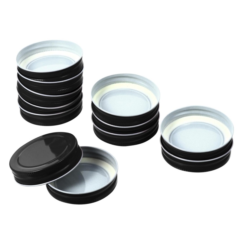 VINTORKY 12pcs Mason Jar Lids Mason Jar Sealing Lids Mason Storage Caps Regular Mouth Canning Lids Split-type Lids Cup Lid Cover Replacement Lids Canning Jars Covers Screw Child Tinplate 7.00X7.00X1.50CM Black