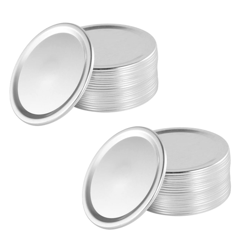 Zerodeko 24pcs Mason Jar Lids Airtight Storage Tank Lids Iron Jar Lid Canning Parts Metal Lids Reusable Canning Caps Silicone Bottle Caps Lids for Sealing Ring Tinplate Customized