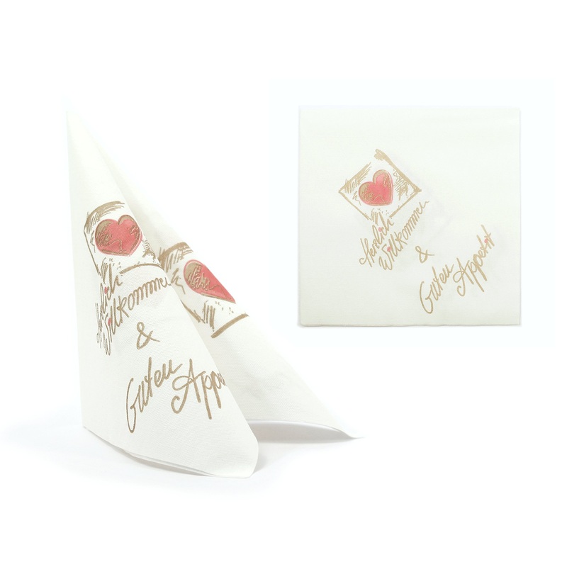 50 napkins Welcome & good appetite premium airlaid fabric -like 40x40cm 50 pieces p Pack of high quality fabric look wedding napkin wedding baptism hotel gastro 50 napkins pattern welcome