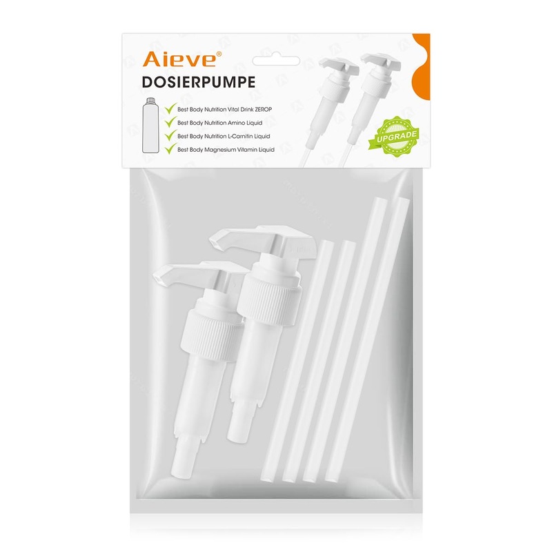 AIEV 2 STK.Dosing pump Sirup dispenser Compatible with BEST B. Nutrition Vital Drink replacement syrup pump reusable Food-safe pump attachment for 500ml/1000ml bottle (upgrade version)