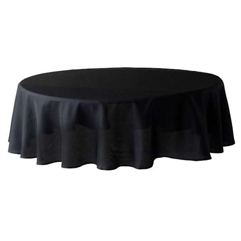 Basics Solid Black Round Tablecloth, 70″