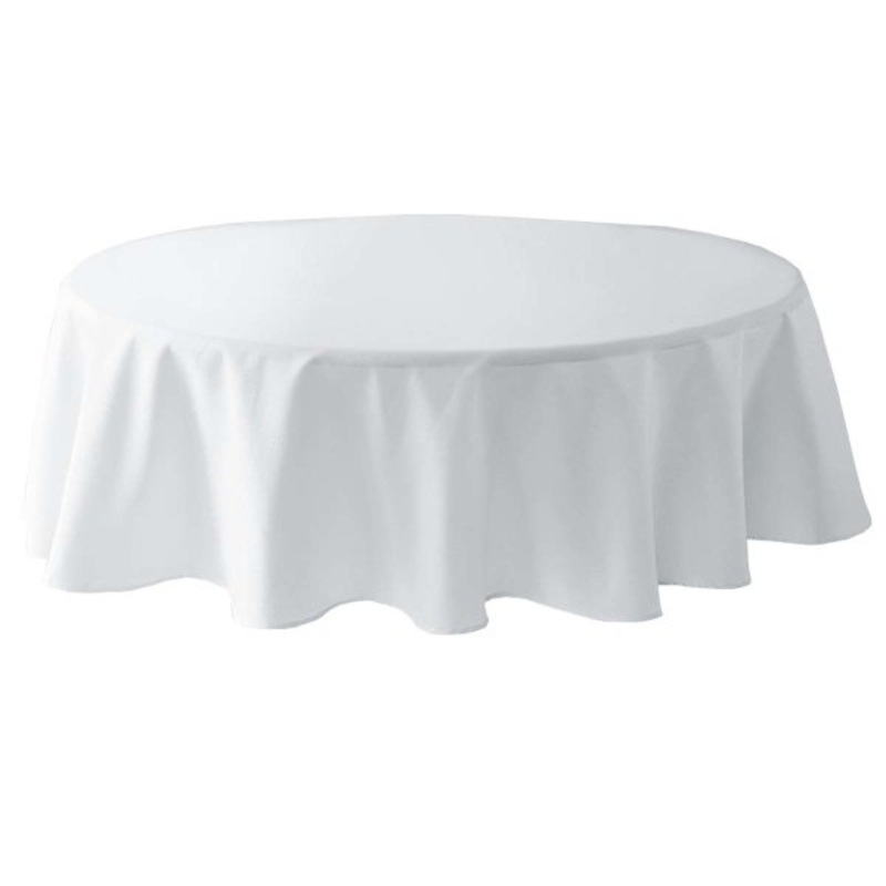 Basics Solid White Round Tablecloth, 70″