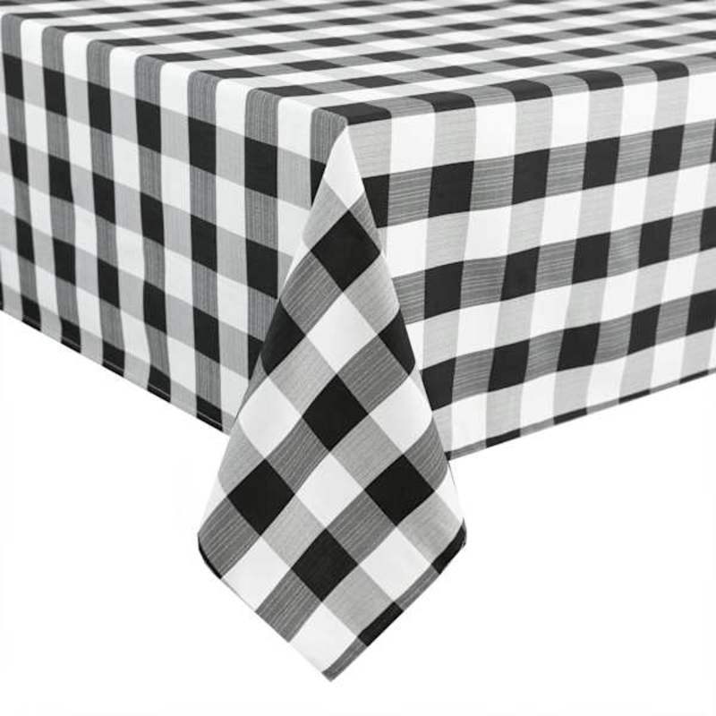Black & White Buffalo Plaid Yarn Dyed Tablecloth, 60×120