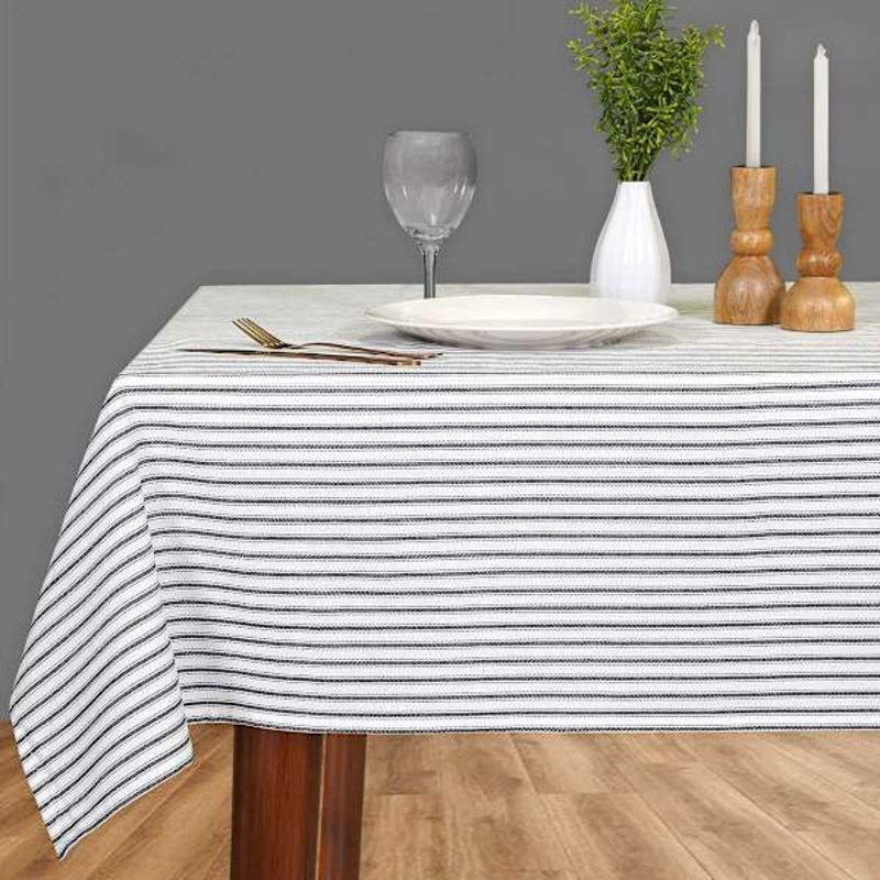 Black & White Striped Print Tablecloth, 60×84