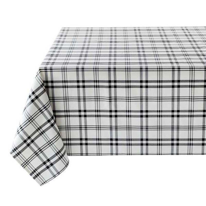 Black & White Thompson Plaid Tablecloth, 60×104