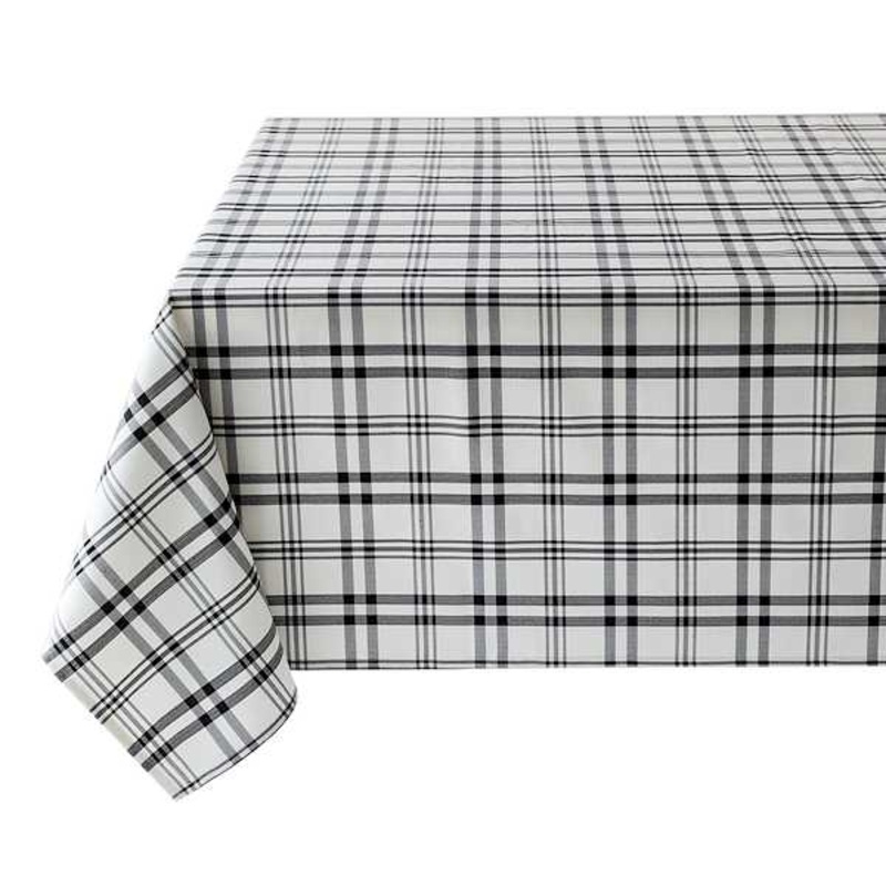 Black & White Thompson Plaid Tablecloth, 60×84