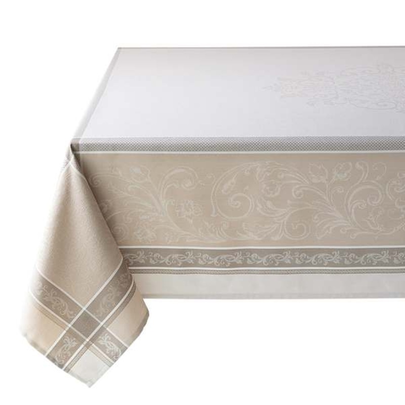Cassandra Natural Jacquard Tablecloth, 60×104