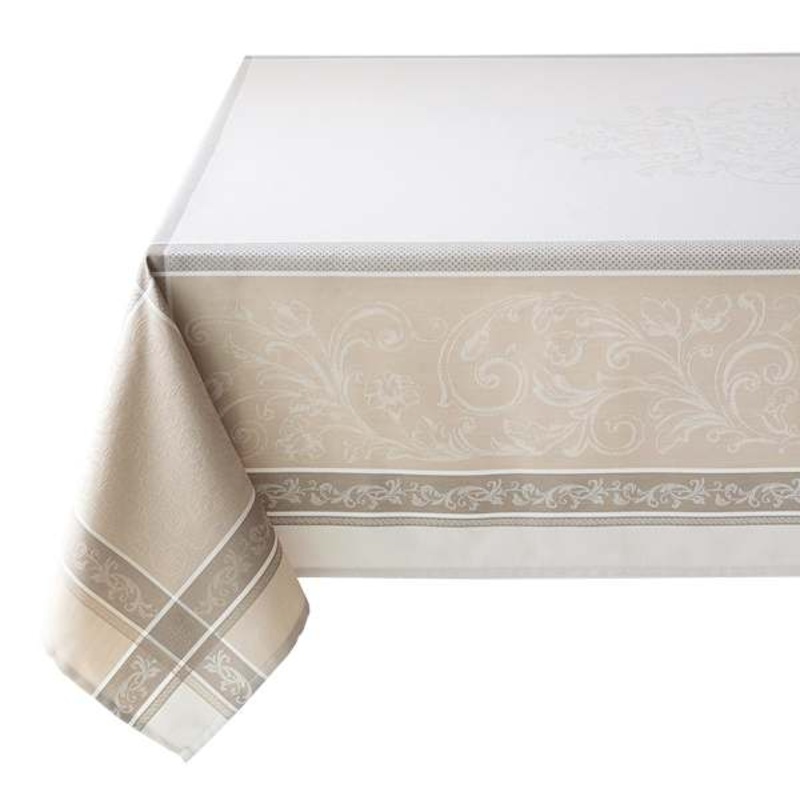 Cassandra Natural Jacquard Tablecloth, 60×84
